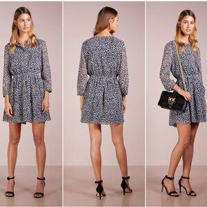 CLUB MONACO "BISHHUPPE" navy peony print henley dress